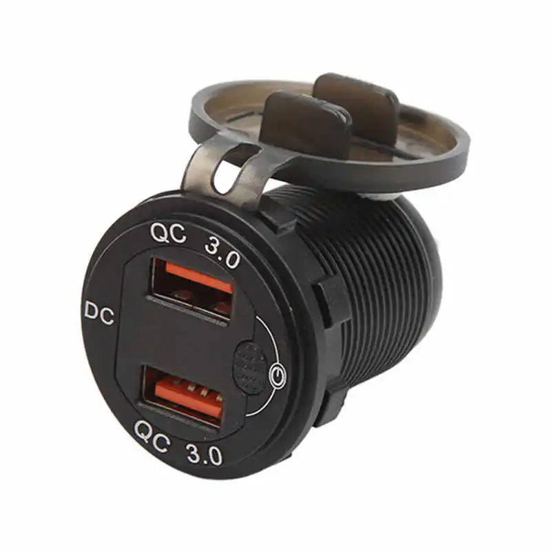 Dual USB Car Charger with Waterproof Cover QC3.0 Fast Charging