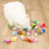 10 Pcs Soft Fleece False Mouse Cat Toys Colorful Feather Funny Playing Toys for Cats Kitten Interactive Ball Cat Toy Catnip 3