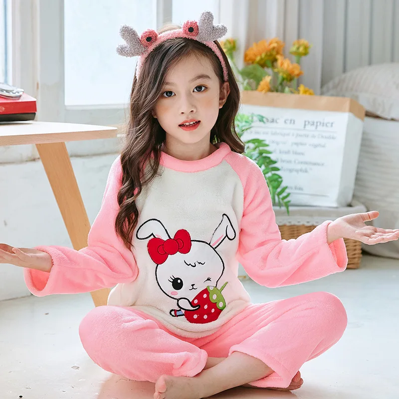 Hot Frozen Elsa New Winter Children's Pajamas Set Plus Velvet Thickened Coral Fleece Boys and Girls Baby Flannel Home Clothes images - 6