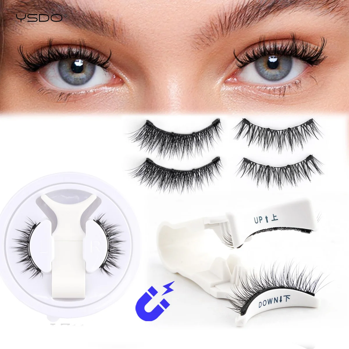 Fake Eyelashes Magnetic 1Pair 3D Makeup Tweezers Waterproof Natural Long Reusable