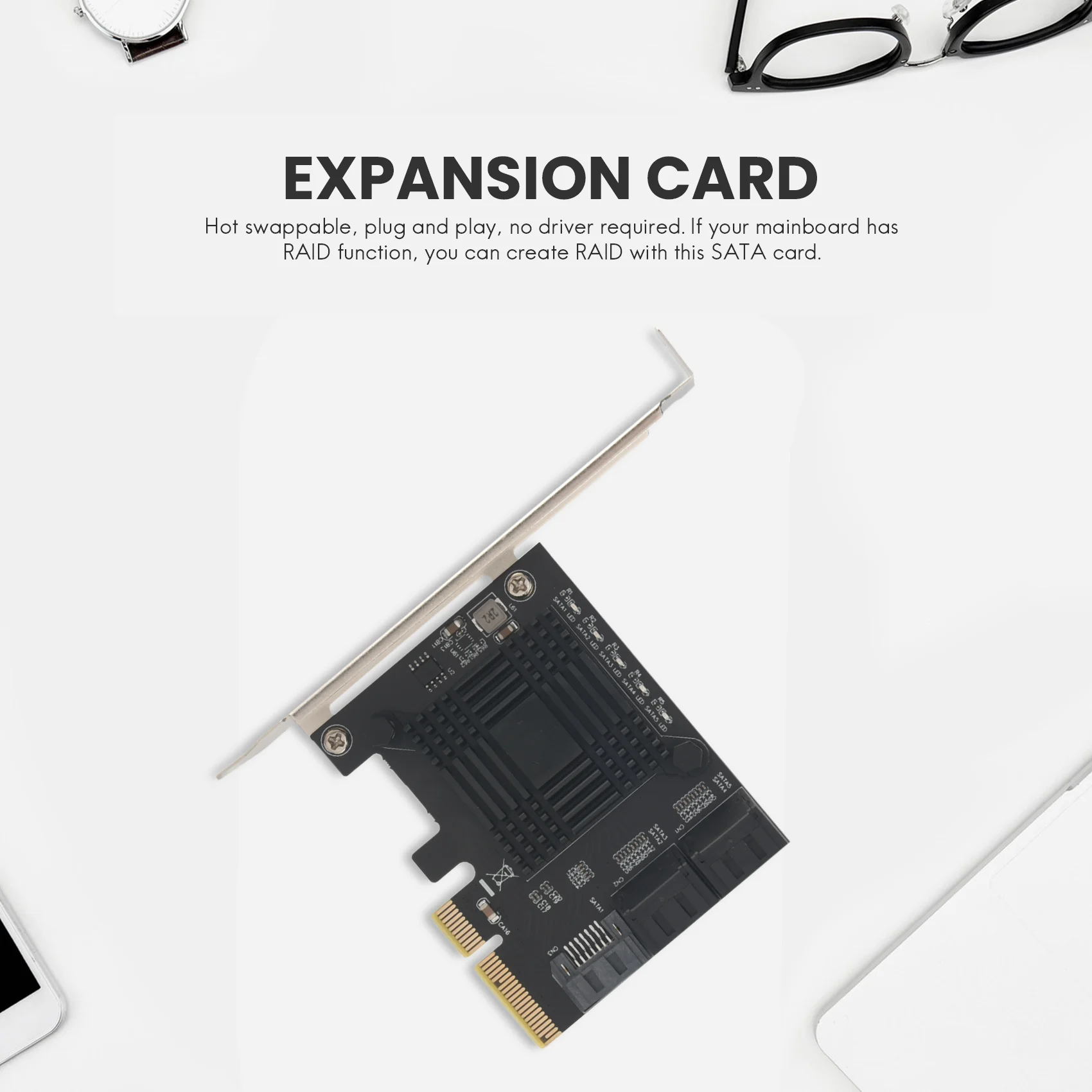 PCIE-5 Ʈ SATA III 6 Gbps SATA Ʈѷ Ȯ ī, ǻ   ī JMB585 5 ̺ 