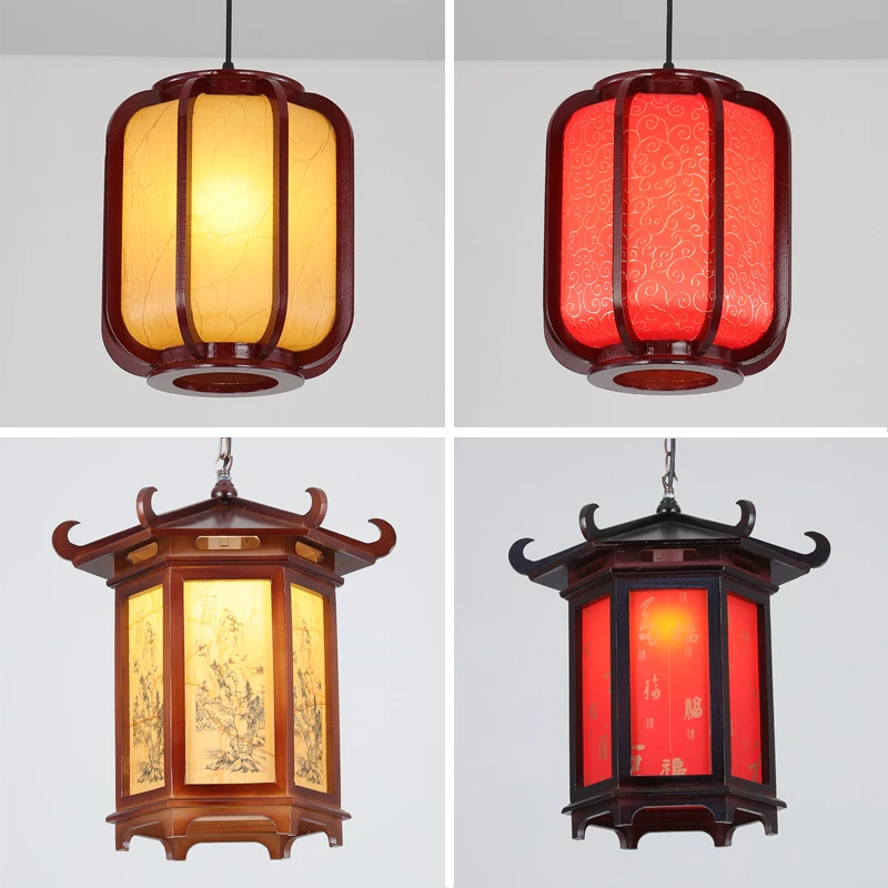 

Chinese style solid wood antique restaurant, teahouse, palace hall, pavilion, eaves, classical lanterns, Chinoiserie style retro