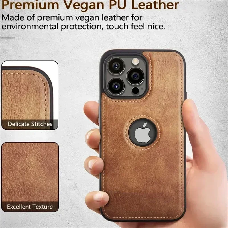 Premium Business Leather Phone Case - Slim & Stylish with Logo Cutout