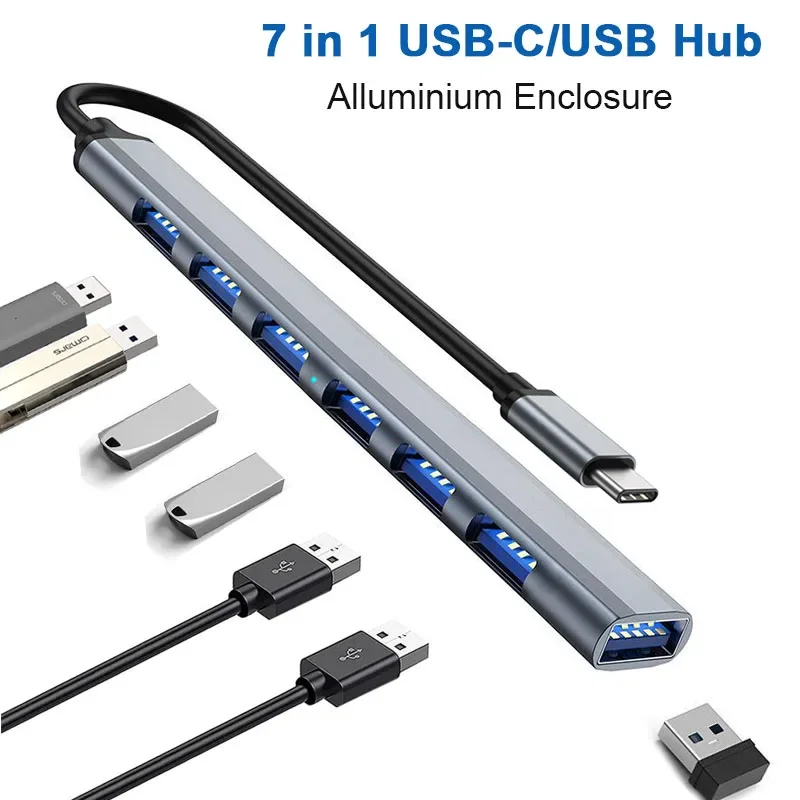 

USB C HUB 3.0 Type C 3.1 4/7 Port Multi Splitter Adapter OTG Slim USB Hub for Macbook Pro Mac iMac Pro U Disk Charging Support