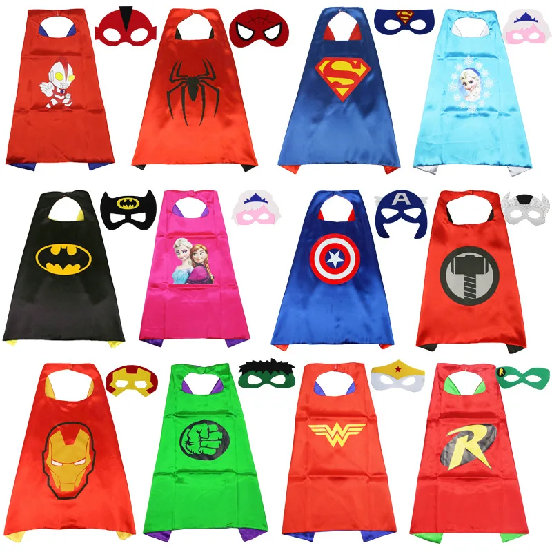 New Marvel Spider Man Iron Man Hulk Children Marvel Anime Hero Cloak Mask Captain America Batman Halloween Party Gift Dressing