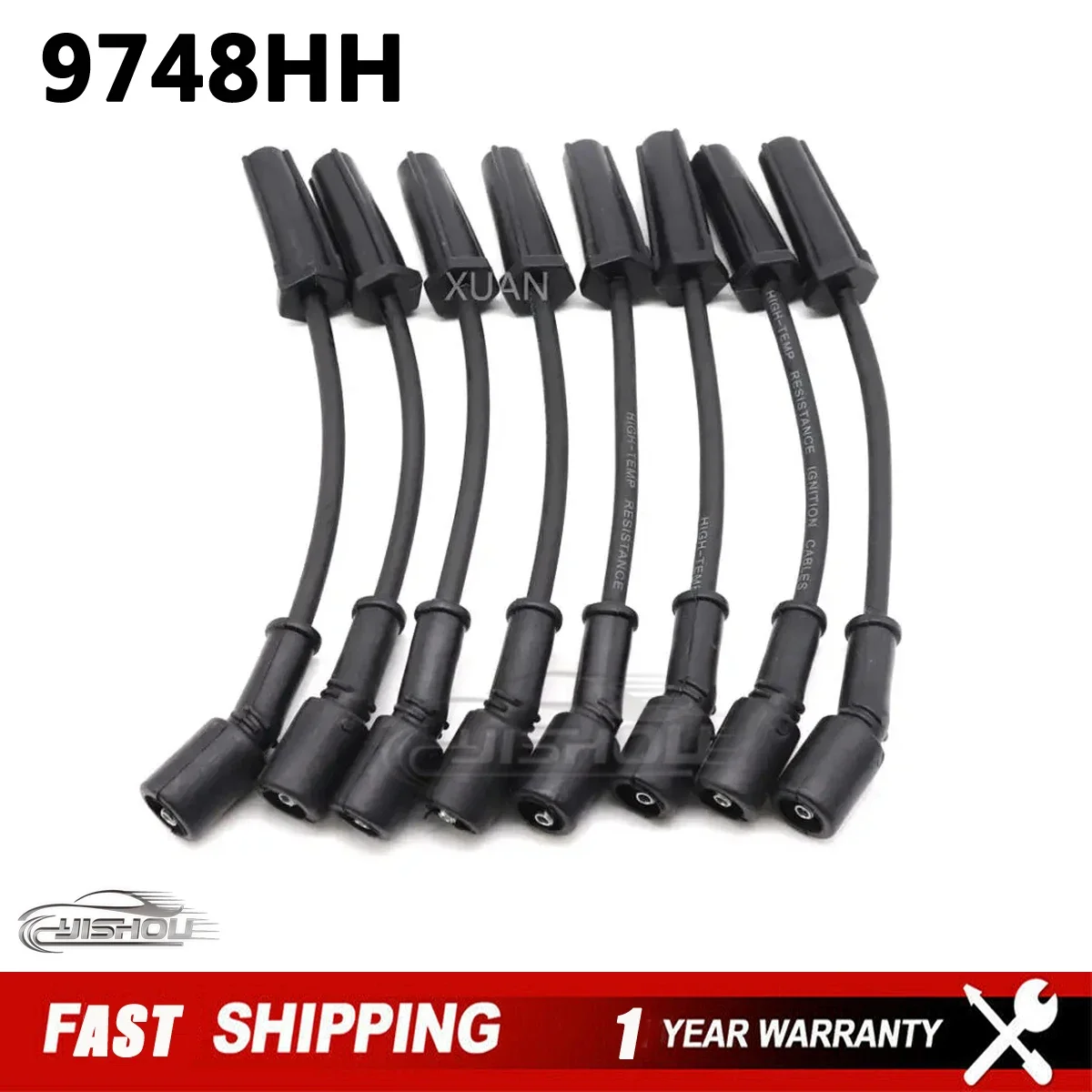 8PCSIgnitionSparkPlugWireKitSetCable9748HHForCADILLAC