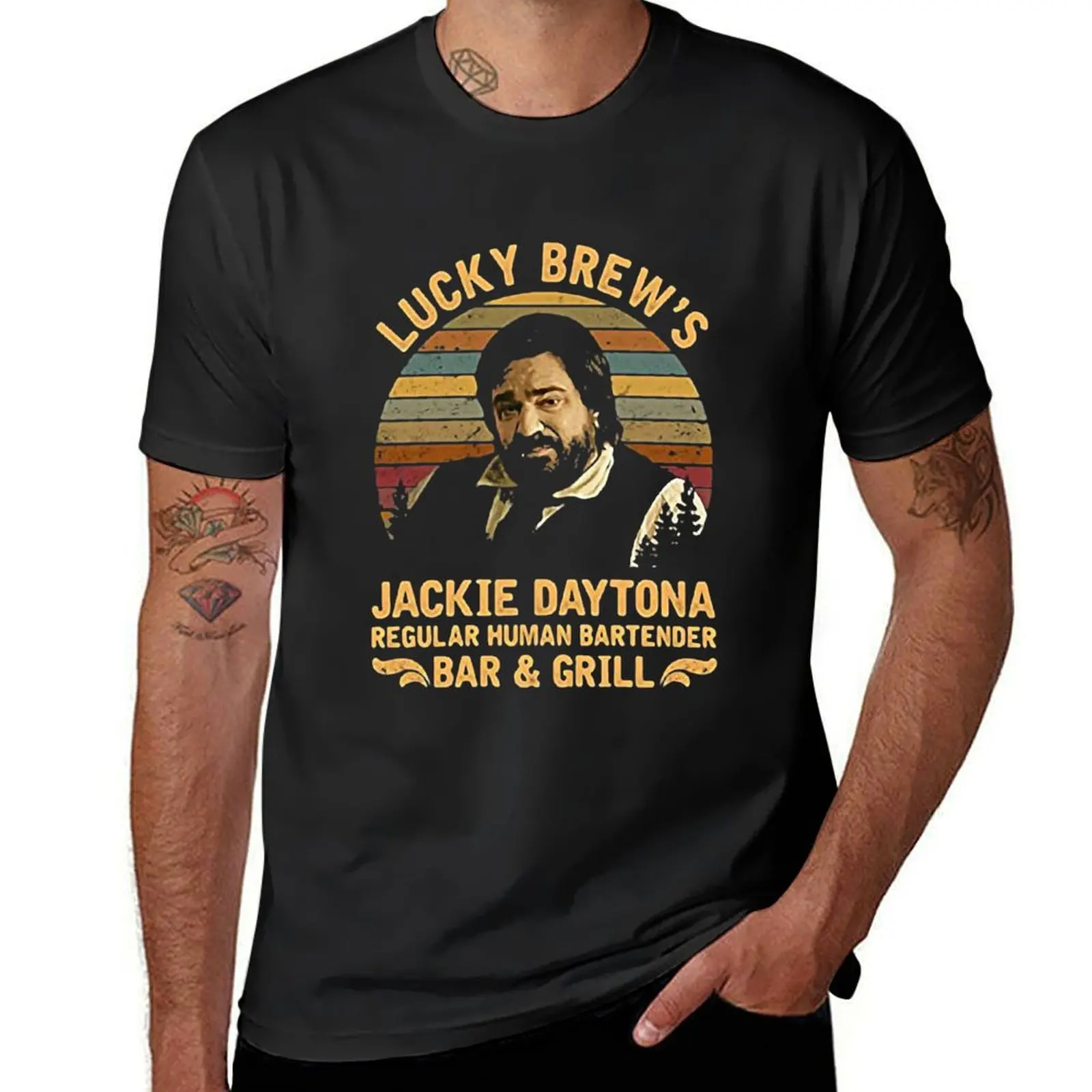 

Lucky brew jackie - Bar and Grill vintage design T-Shirt cute tops Blouse mens white t shirts