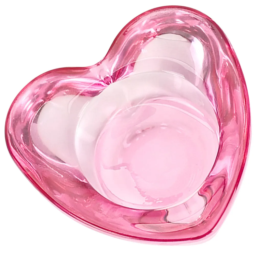 유리 하트 모양 네일 디쉬 컵 아크릴 네일 아트 믹싱 리퀴드 홀더 펜 세척 참 보관 가볍고 휴대 가능