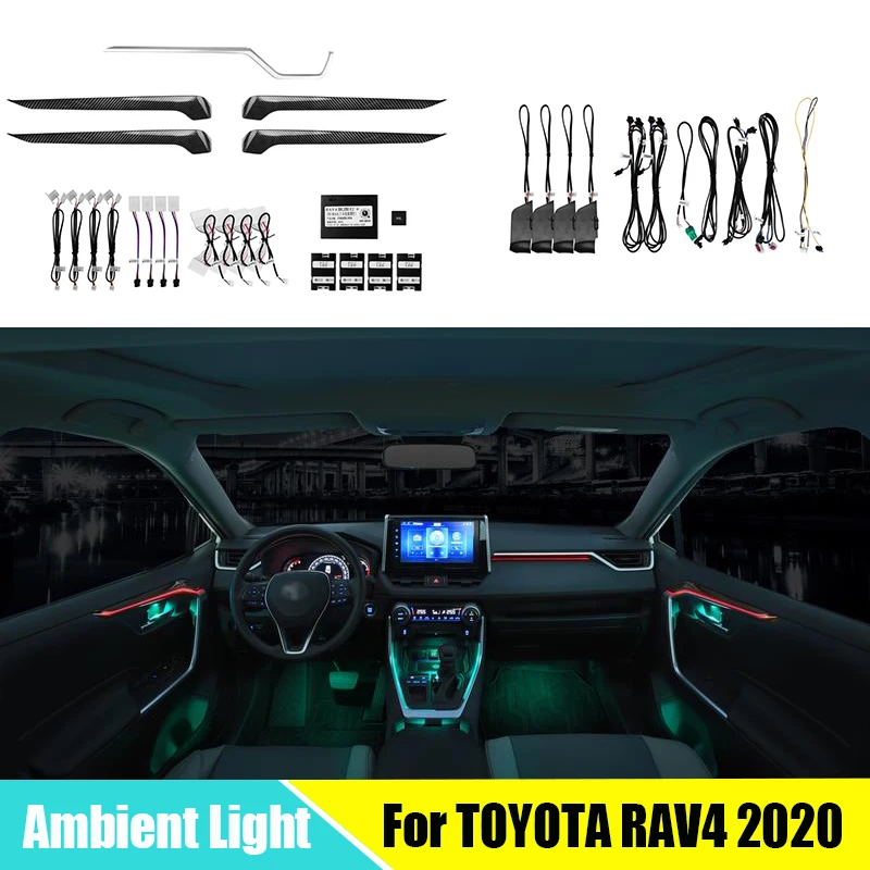 

64 Colors Car LED Ambient Light For TOYOTA RAV4 2020 Interior Decorative Replace Atmosphere Lamp Car door Dashboard lamp