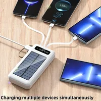 Solar Power Bank 20000mAh Large Capacity Mobile Powerbank Fast Charging Battery with USB 4 Cables Powerbak for IPhone Samsung