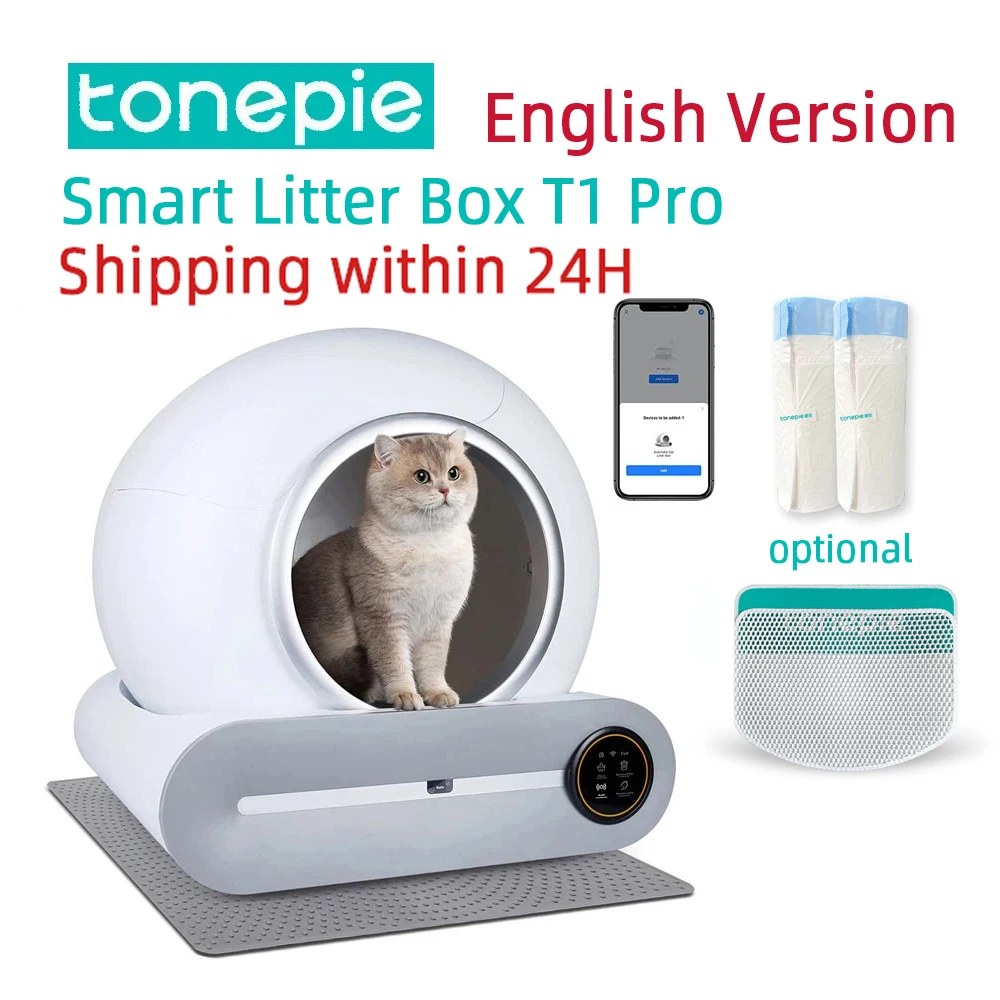 Tonepie 65L Automatic Smart Cat Litter Box Self Cleaning Fully Enclosed