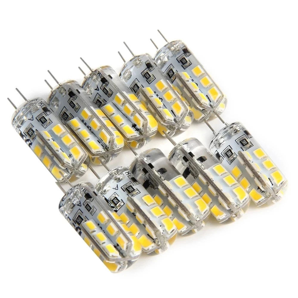 Bombilla G4, 2W, 3W, 5W, 9W, 10W, 15W, 12V/AC220V, 3014SMD, 24LED, lámpara de silicona, blanco cálido/blanco l, ángulo 360 grados, luz Led, 10 Uds.|Bombillas y tubos LED| - AliExpress