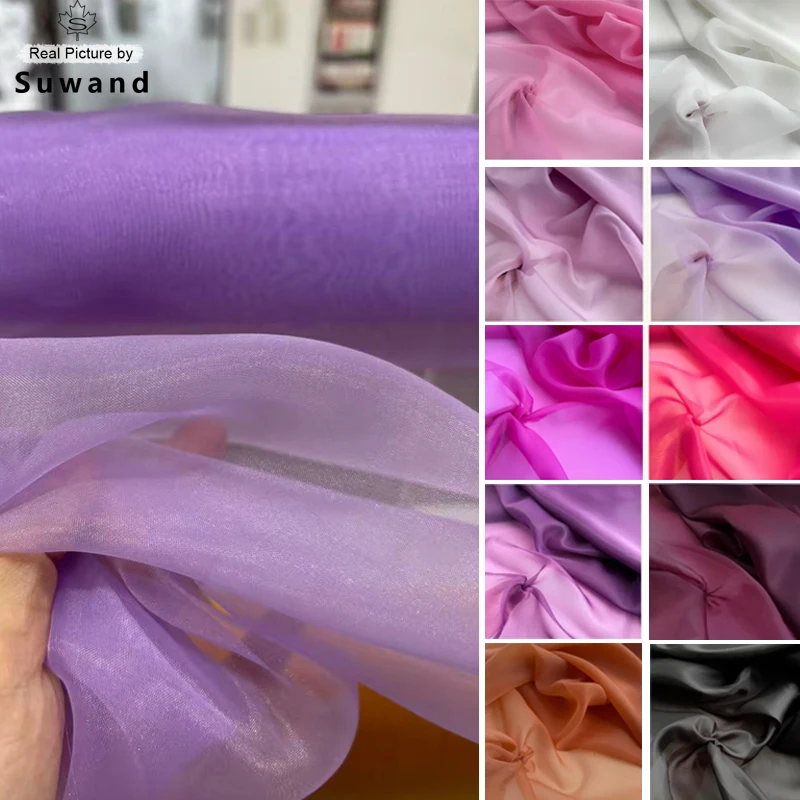 Elegant Purple Matte Organza Bridal Fabric – 150cm Wide Sheer Material for Gowns and Wedding Decor