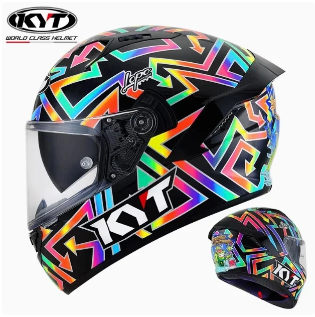 thumbnail image 1 of KYT para motocicletas Harley BMW, casco protector clásico de fibra de carbono, casco de fibra de vidrio de alta resistencia, casco ligero para pista, 1 of 5