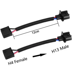 1 Pair H13 9008 Male to H4 HB2 9003 Female Plug Adapter Conversion Wire Harness For Jeep Wrangler JK 2007-2017 Headlight Lamp