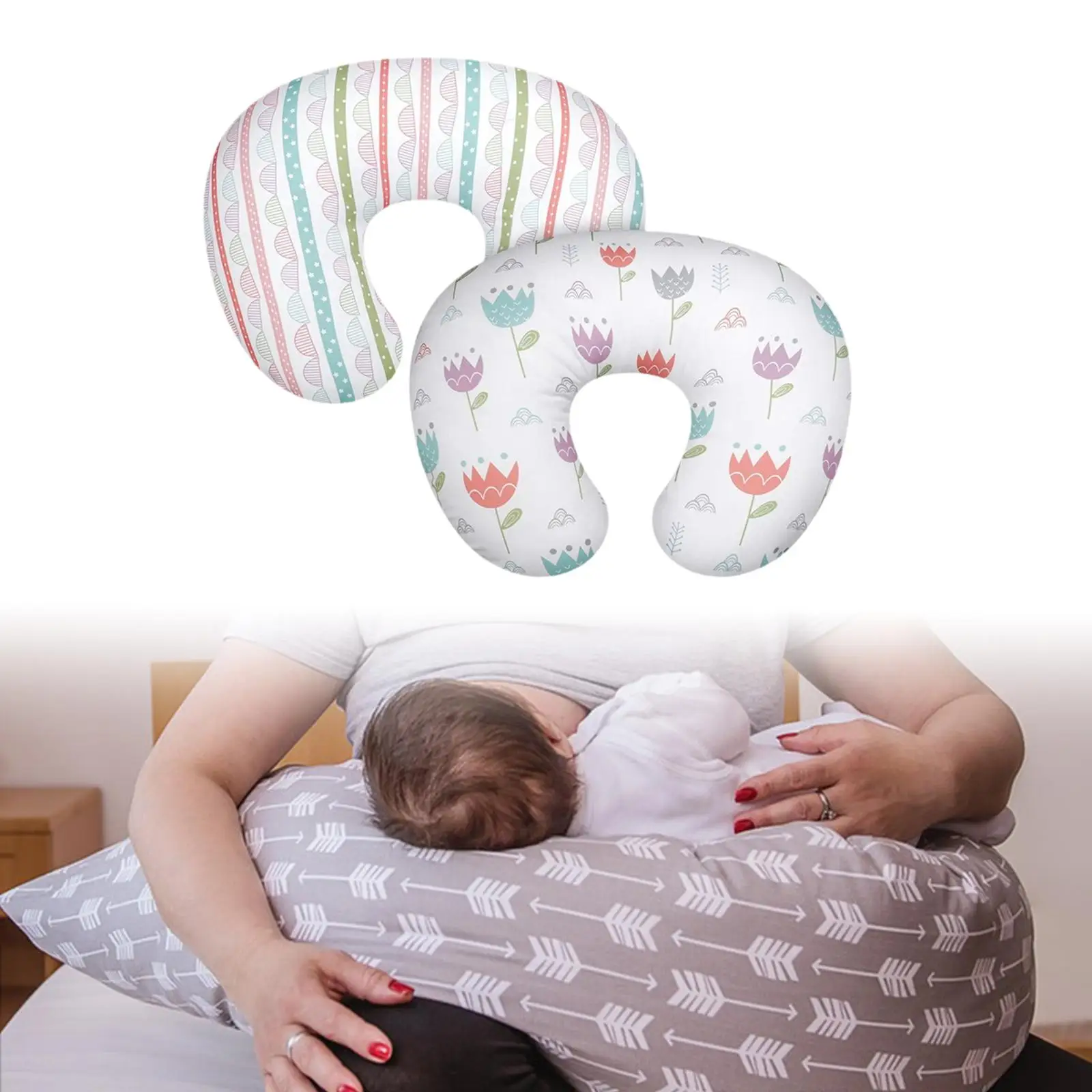 2x Infant Pillow Cover Sleeping Pillow Cover for Nursing Gift Bottle Feeding