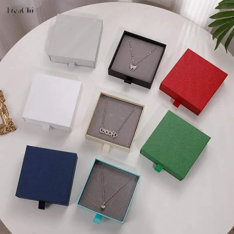 Colorful Jewelry Packaging Box Small Cardboard Drawer Gift Box for Jewelry Ring Necklace Holder Earring Bracelet Storage Case