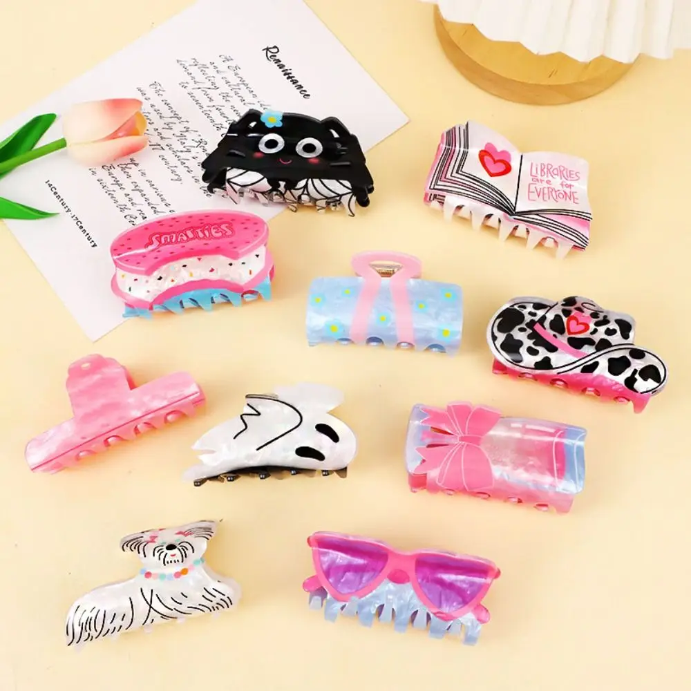 Fashion Animal Shark Clip Puppy Dog Hair Claw Creative Acrilico Bow Flower Hair Clip Ghost Headwear