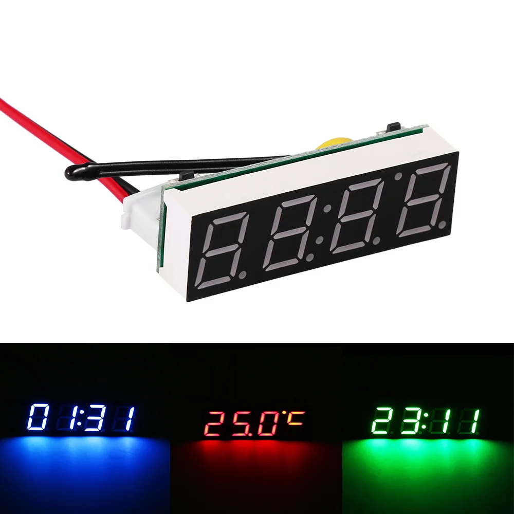 3 in1 Auto Auto Digitaluhr Mini Thermometer Auto Uhr LED