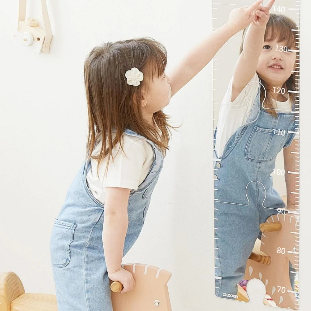 Children Growth Record Mirror from 70cm Kids Height Chart Height Measuring Mirrors Puzzle Growth Chart Mirror Ruler Wall Decor