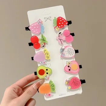 مشابك شعر بألوان الحلوى، تصميمات فواكه الآيس كريم الكرتونية اللطيفة، غطاء رأس للأطفال 7