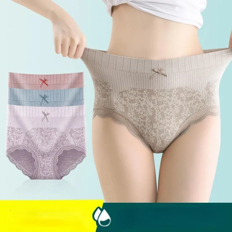 

Трусики с завышенной талией, женские трусы, сексуальное кружевное нижнее белье, женское удобное дышащее хлопковое нижнее белье