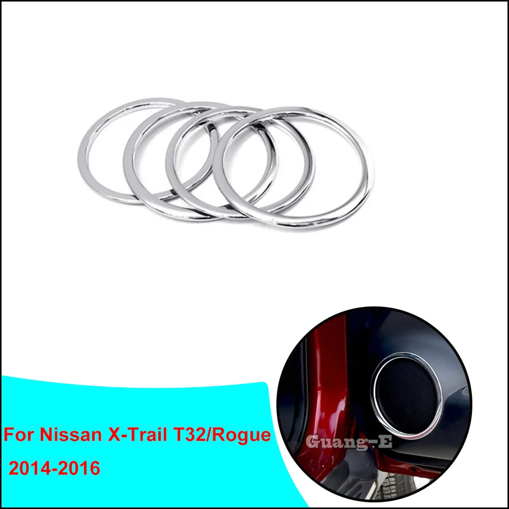 Car Stick Abs Cromato/Opaco All'Interno Della Porta Audio Speak Sound Cover Ring Trim 4 Pezzi Per Nissan X-Trail Xtrail T32/Rogue 2014 2015 2016