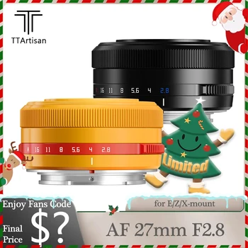 TTArtisan APS-C 자동 초점 미러리스 카메라 렌즈, 소니 A5000 A7 III 후지 XA7 XT30 니콘 Z50 Z5 용, 27mm F2.8