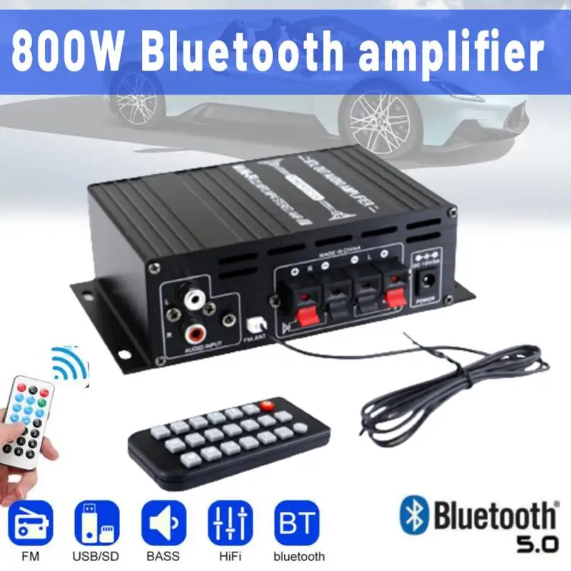 AK380 800W 12V Thuis Auto Hifi Versterker Stereo Bass Audio Amplifier Speaker Bluetooth Auto Thuis Geluid Power Amplifier