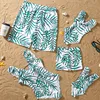 New Family Matching Outfits Leaf Printed Matching Swimsuit Family Look Floral Full Print Multi-color One-piece Matching Swimwear 1