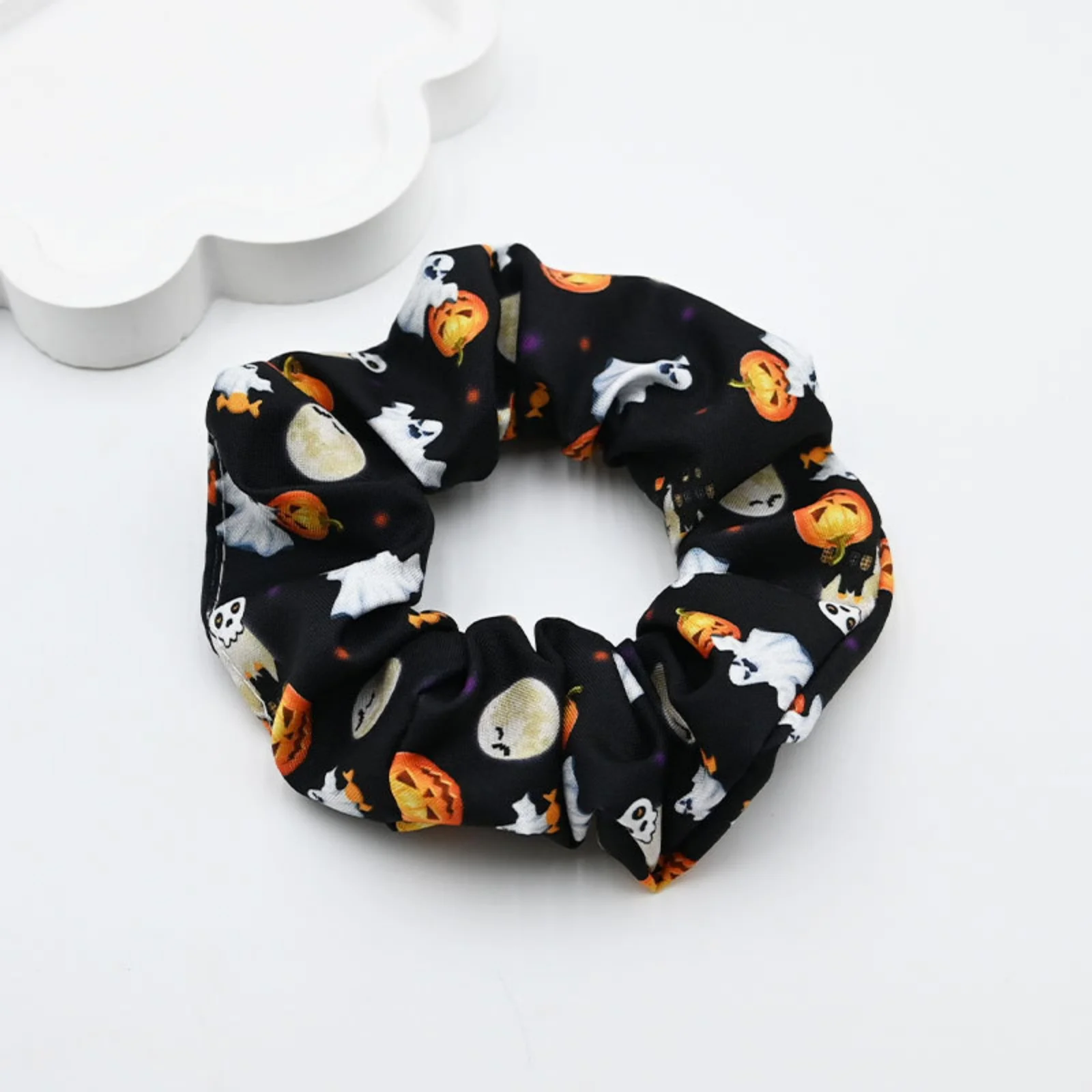 1/3PCS Halloween - Themed Scrunchies Set, 3 Pcs with Pumpkin & Ghost Prints, Cute Hair Accessories for Festive Looks
