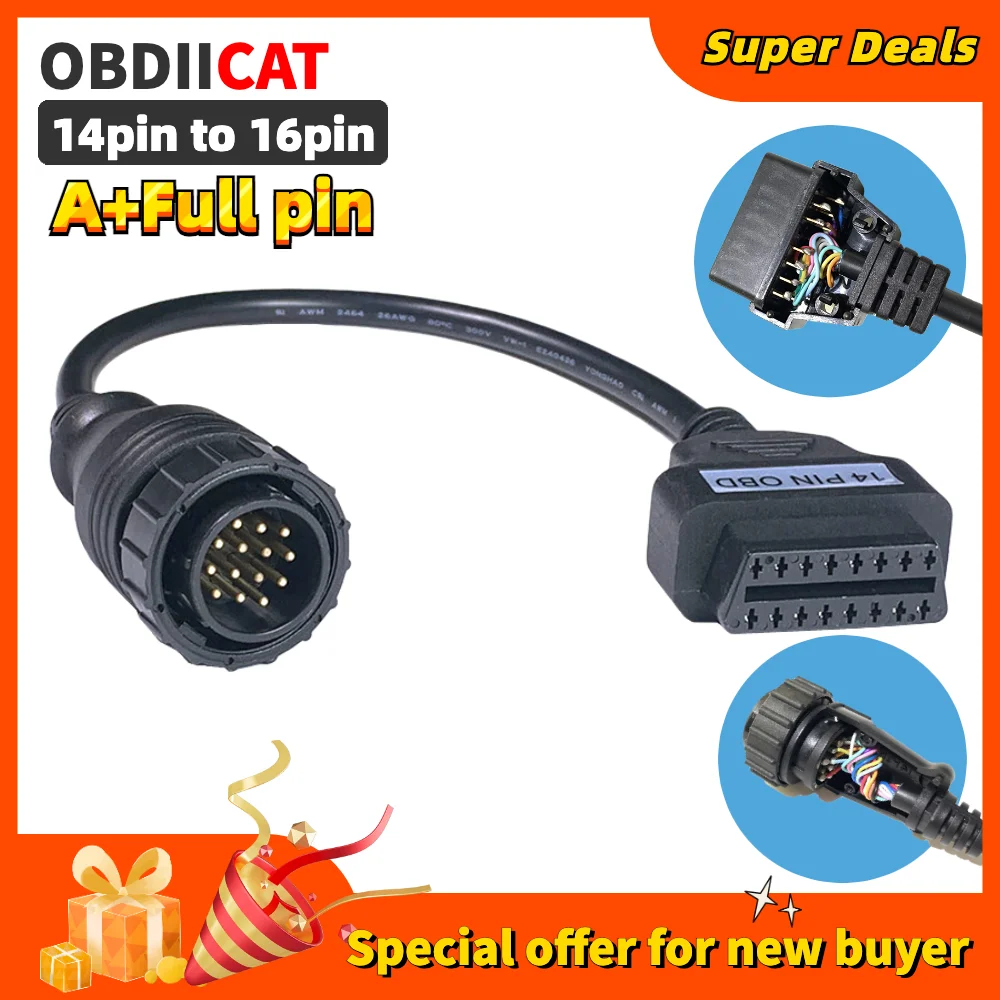 A+ Full Pin For Mercedes BENZ Sprinter 14pin To 16pin 14 Pin To Obdii Obd2 Adapter