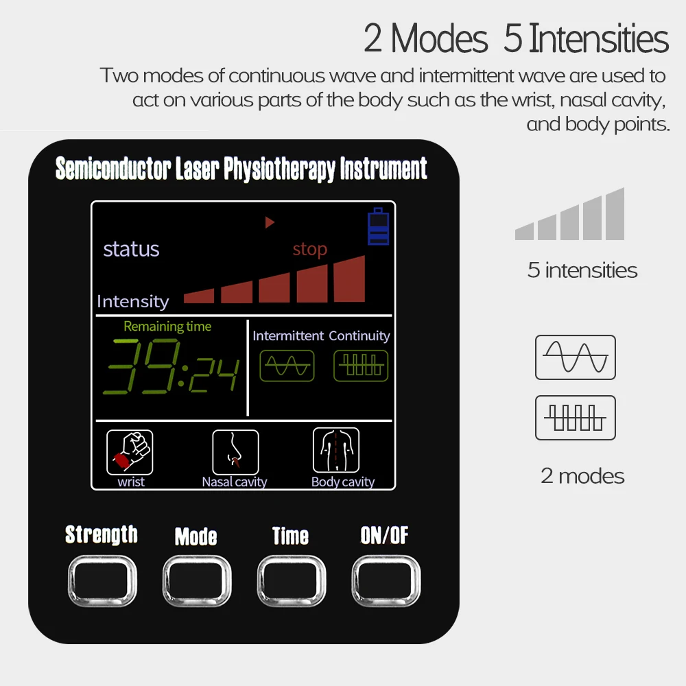 7 Holes 650nm Semiconductor Laser Physiotherapy Watch Wrist Watch For Diabetes Cholesterol Hypertension Treatment Sinusitis