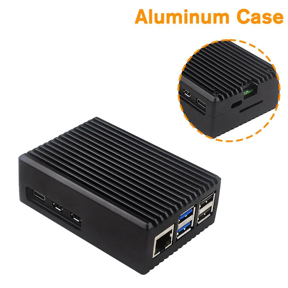 

Raspberry Pi 5 Aluminium Alloy Case Metal Shell With Silicone Heatsinks Passive Cooling Enclosure For Raspberry Pi 5 Y8Z0