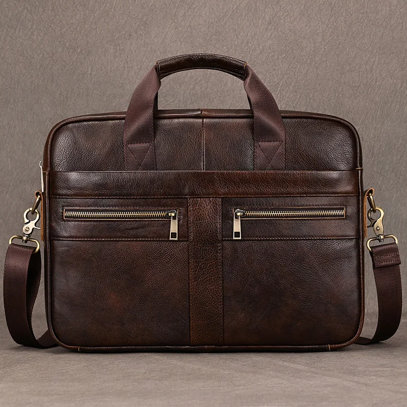 

Men Briefcase Bag Luxury Designer Men's Leather Briefcase Vintage Style Commute Business Bags Men 15.6" Laptop Bag Messenger Bag