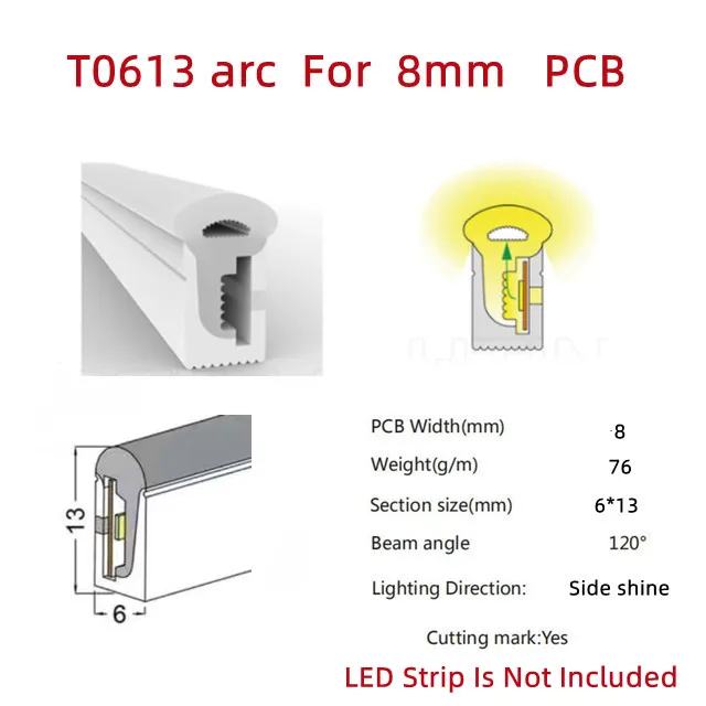 thumbnail image 1 of Tira de luces LED de neón flexible de 1 a 5 m/pieza con carcasa de perfil para empotrar, resistente al agua, IP67, para decoración de exteriores, 1 of 5