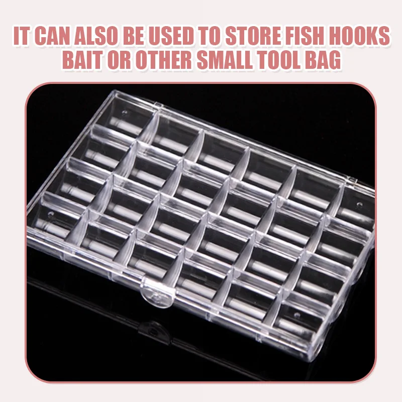 18x12x2.5cm 24 Grid Clear Transparent Arcylic Storage Box Organizer Case  Nail Art Rhinestone Tips Jewelry Beads Container