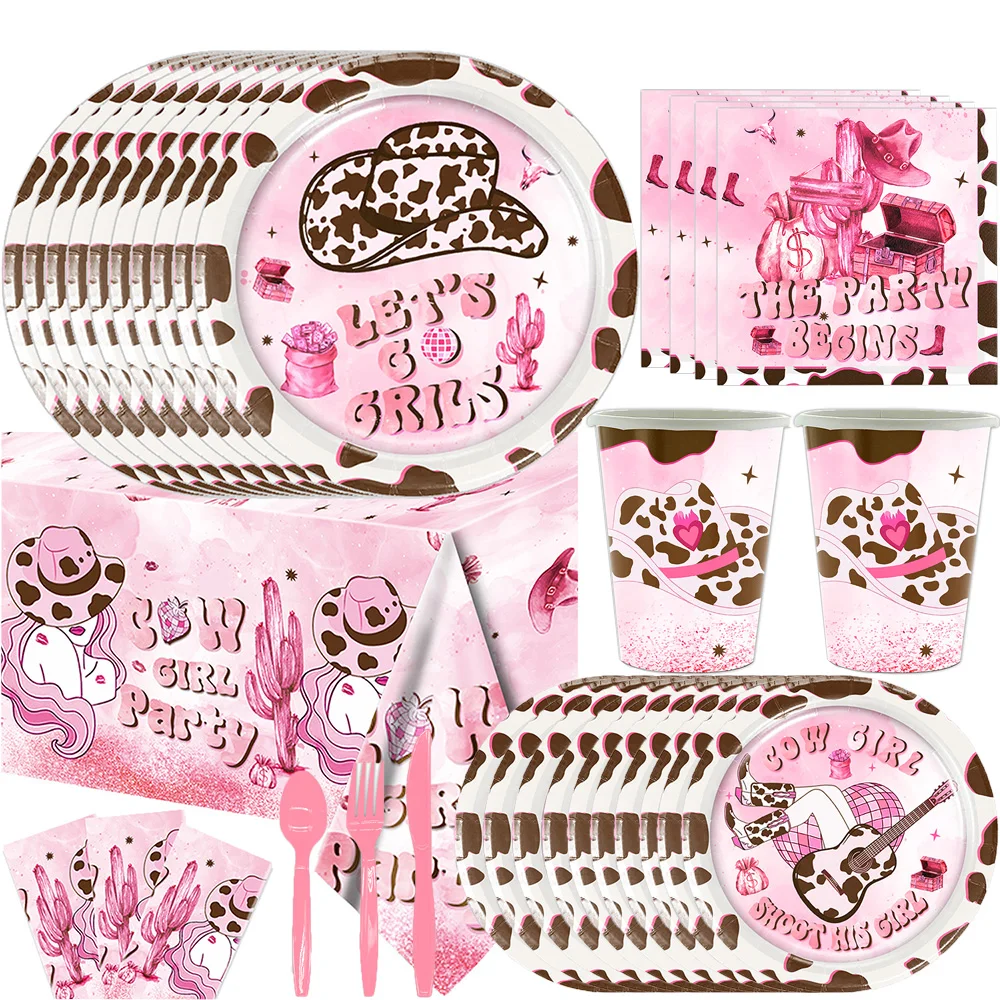 

Cowboy Girls Calgary Stampede Party Decorations Disposable Tableware Paper Plates Cups Tablecloth For Baby Shower Party Favors