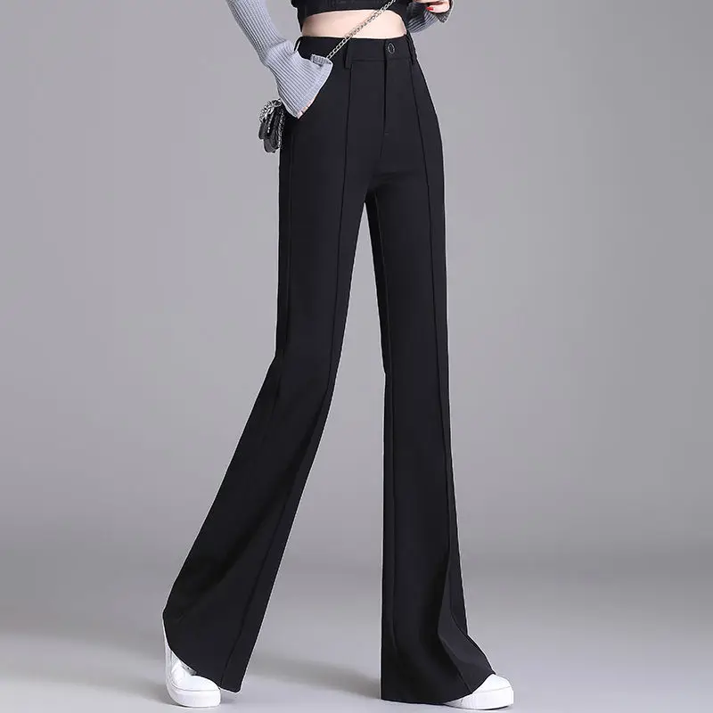 

Black Flared Trousers For Women In Spring 2023 New High-waisted Slim Cropped Trousers Stretch Stretch Wide Leg Suit Long