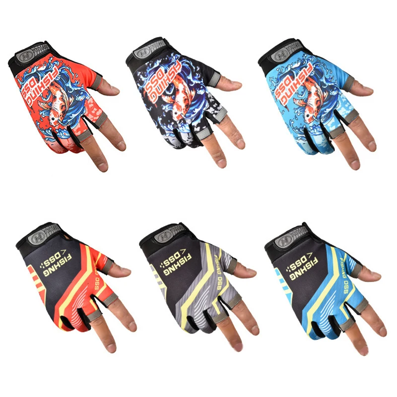 Fishing Gloves Cycling Gloves Breathable Three Fingers Elastic Summer Sunscreen Fishing Apparel Sports Anti-slip