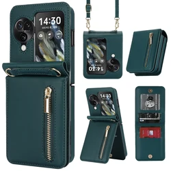 Portafoglio in pelle elegante a tracolla con cerniera e scomparti per carte - Borsa verticale con laccio lungo