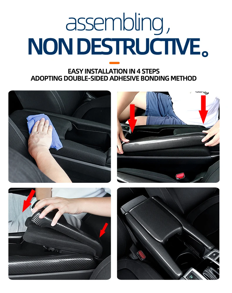 Für HONDA 2016-2021 10. CIVIC SEDAN HATCHBACK TYPE-R Mittelarmlehnenbox-Schutzhülle, dekorative Abdeckung, Innenzubehör – Detail 8