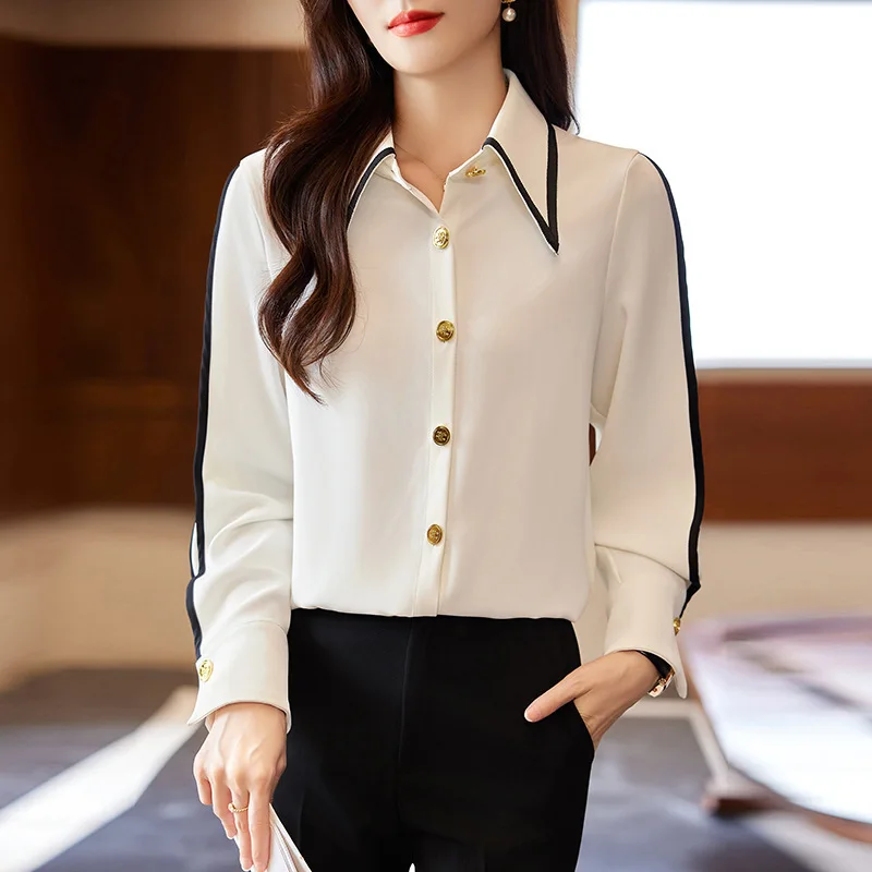 

Long Sleeve Elegant Blouses Shirts Spring Summer Formal OL Styles Women Business Work Wear Female Tops Clothes Plus Size 4XL