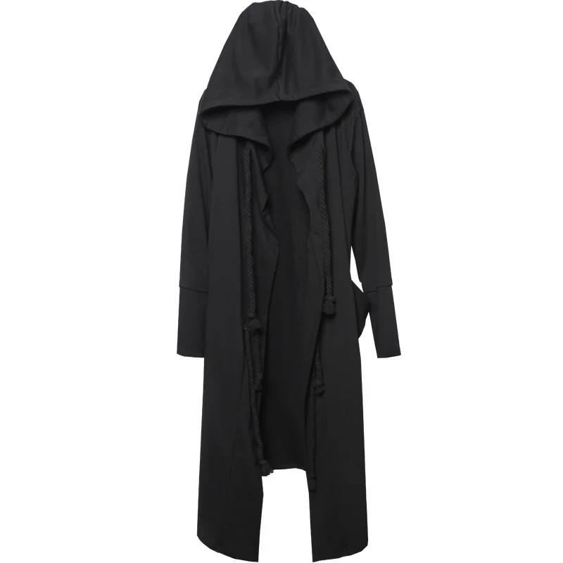 ARENS Men's Tide Spring Autumn Darkwear Warrior Large Size Windbreaker Gothic Style Long Coat Punk Cloak Hooded Wizard 4