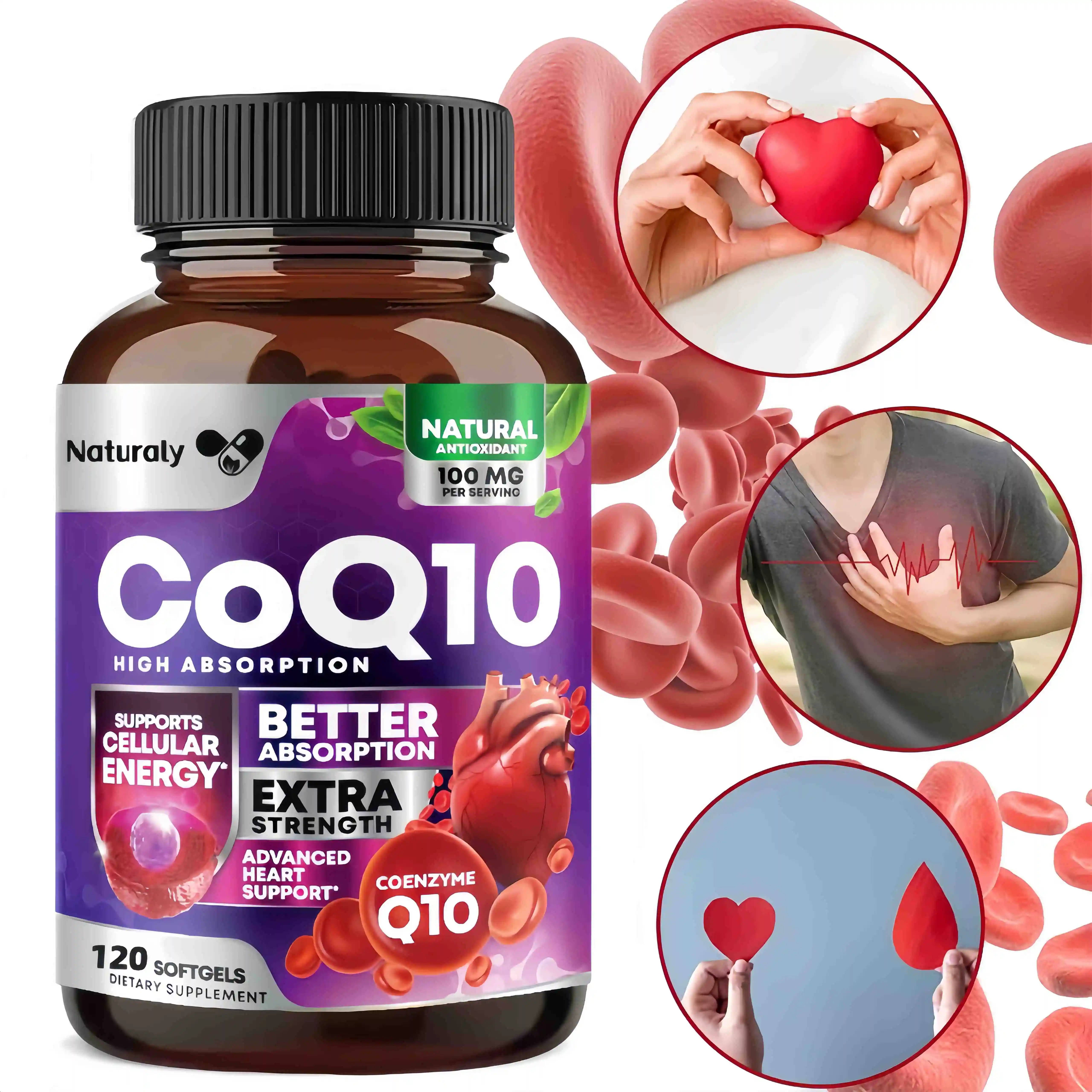 Organic CoQ10 Supplement 300 Mg Promotes Cardiovascular Heart Health Antioxidant Provides Energy Overall Health