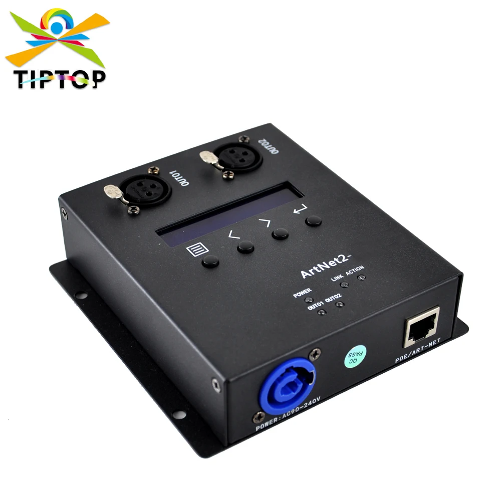 

Контроллер TIPTOP DMX Artnet с 2 портами, питание по сети Ethernet, ЖК-дисплей с 4 кнопками, инструмент для обмена сигналом