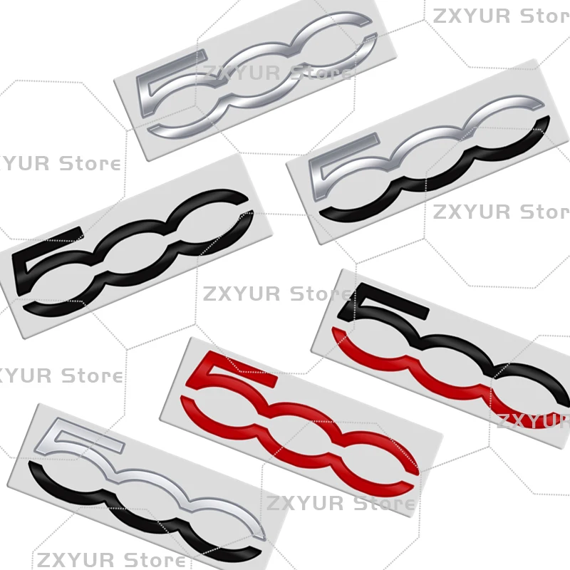 Metal 500 Emblem Car Interior Sticker Badge Body Rear Trunk Decor Per Abarth 500X 595 Panda Stilo Tipo Palio Punto Bravo
