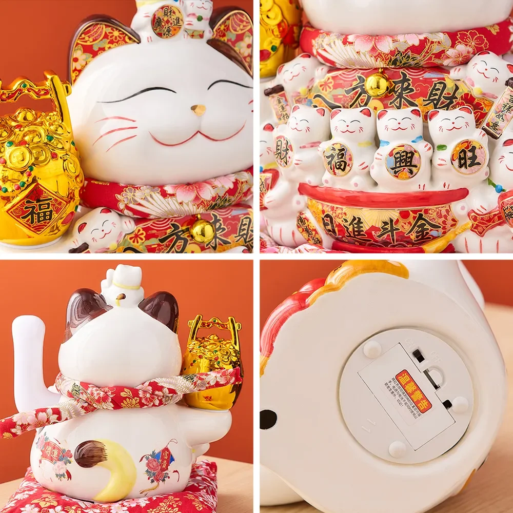 Ceramic Maneki Neko Lucky Cat Home Decor Waving Hand Cat Feng Shui Ceramic Fortune Cat Statue Kawaii Room Decor Accessories