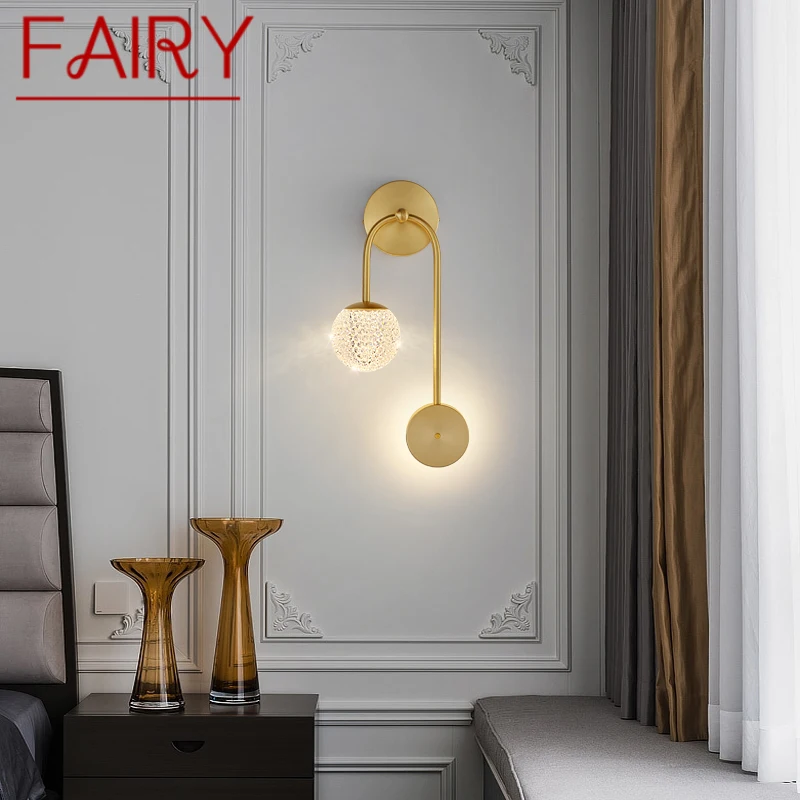 

FAIRY Modern Gold Brass Bedside Lighting LED 3 Colors Lovely Creative Wall Lamp for Home Bed Room Decor