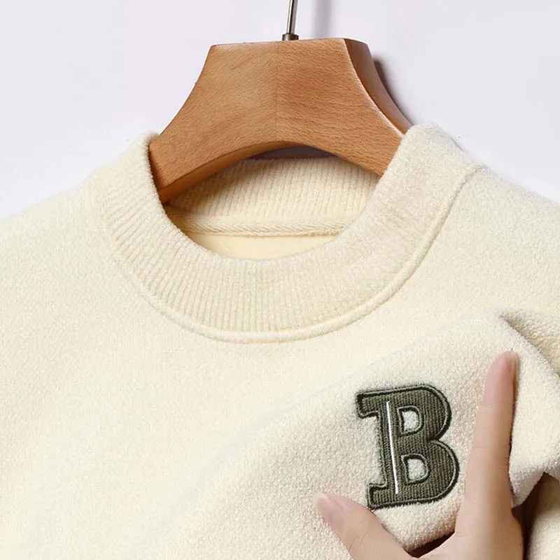 Luxury Spring and Autumn High-quality Warm Men's Casual Round Neck Pullover Sweater Embroidered Design Long-sleeved Top M-4XL